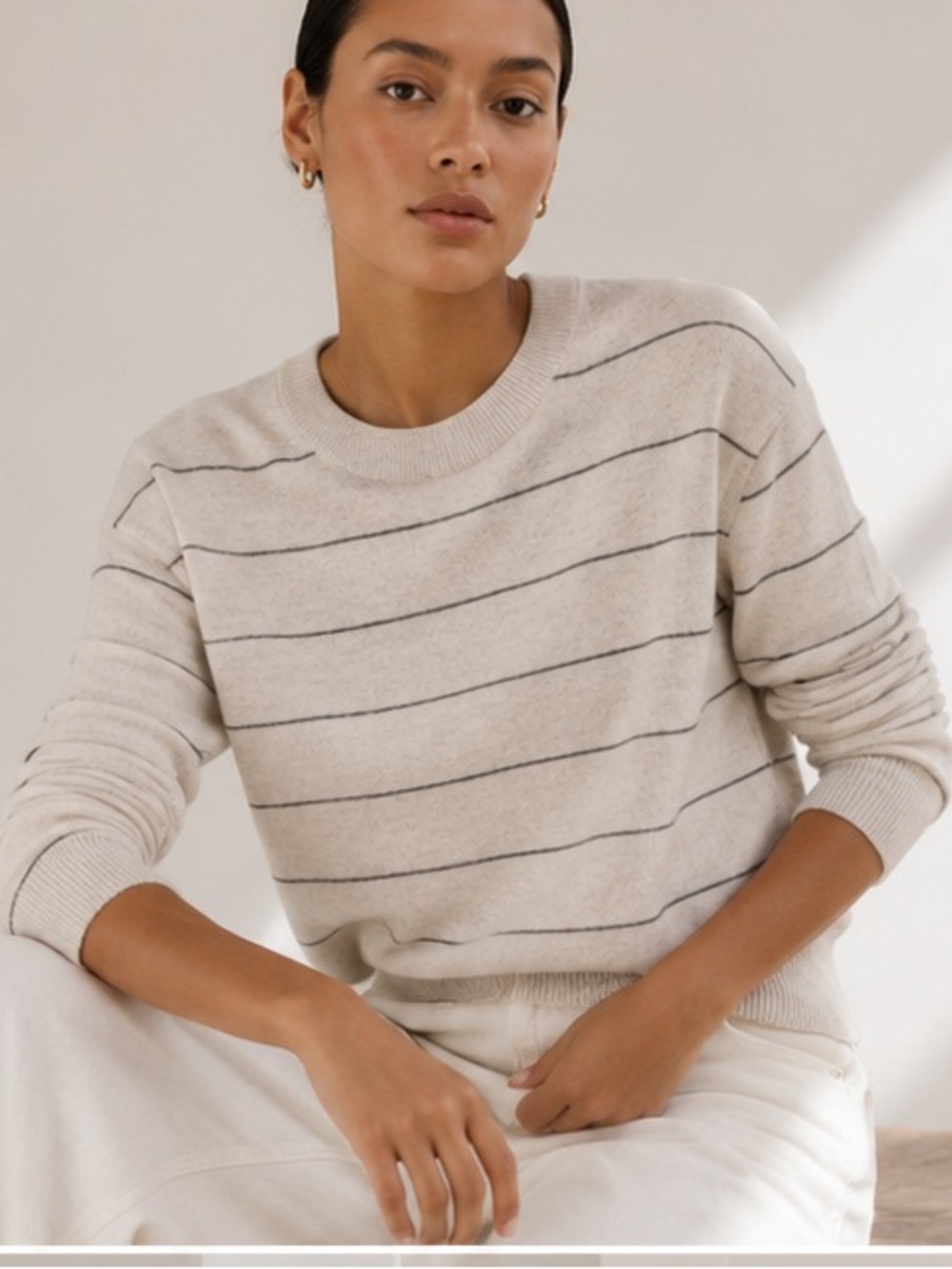 Vince Striped Wool & Cashmere Blend Crewneck Sweater M
